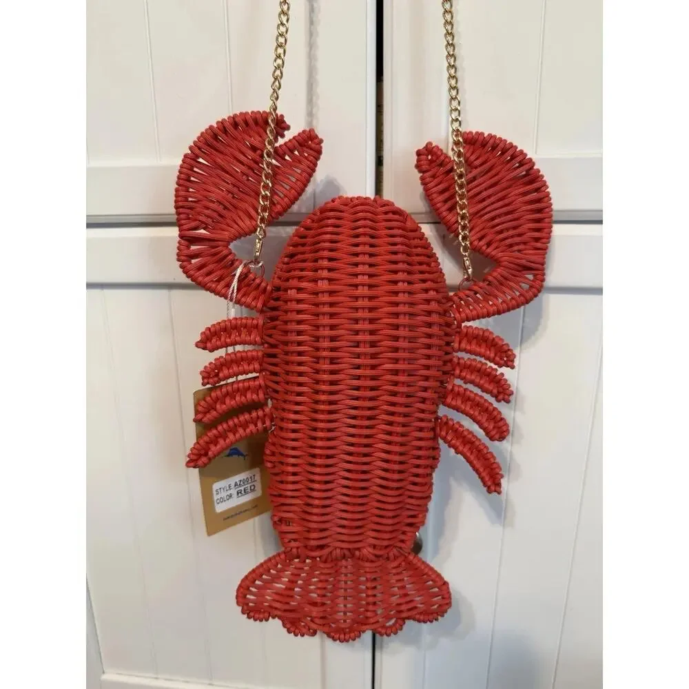 Tommy Bahama Lobster Crossbody Wicker Rattan Viral Purse Matte Red Style AZ0017